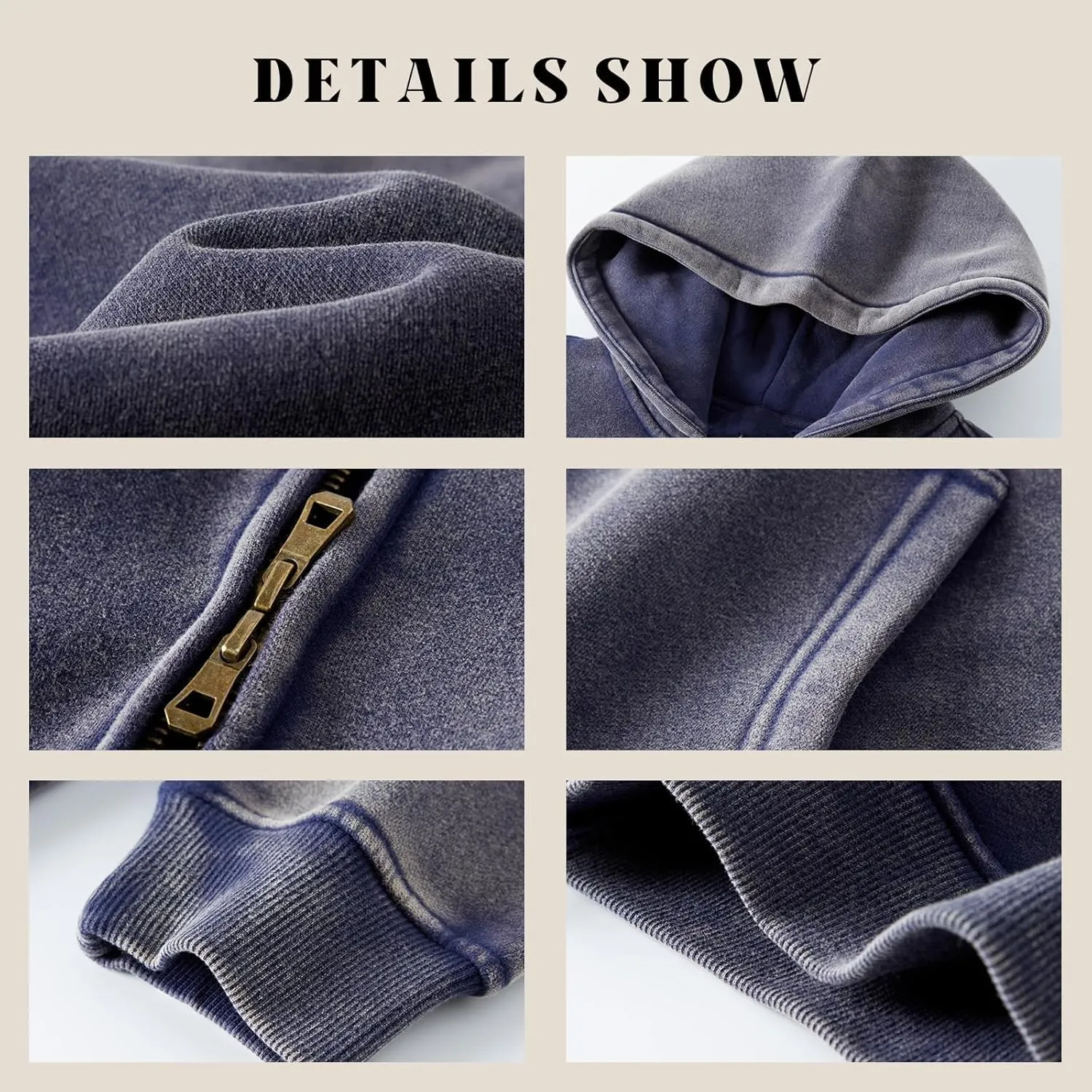 Womens and Mens Zip Up Hoodies Vintage Acid Wash Oversized Sweatshirts Hooded Sweatshirt Streetwear