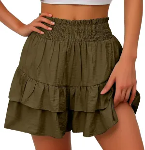 Women's Casual Shorts Dressy Summer High Waisted Layering Solid Color Skirt Shorts Fashion 2025 Comfy Soft Pants