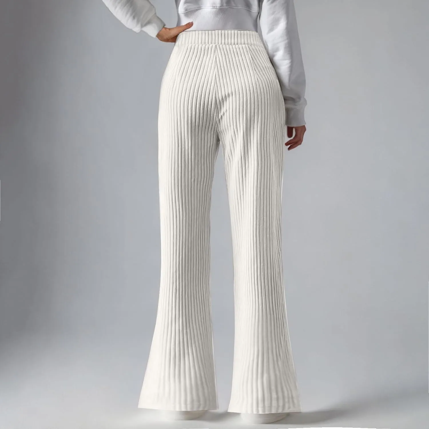 Women's Corduroy Pants Fashion Solid Color Wide Leg Sweatpants Loose Casual Comfy Straight Leg Flared Trousers