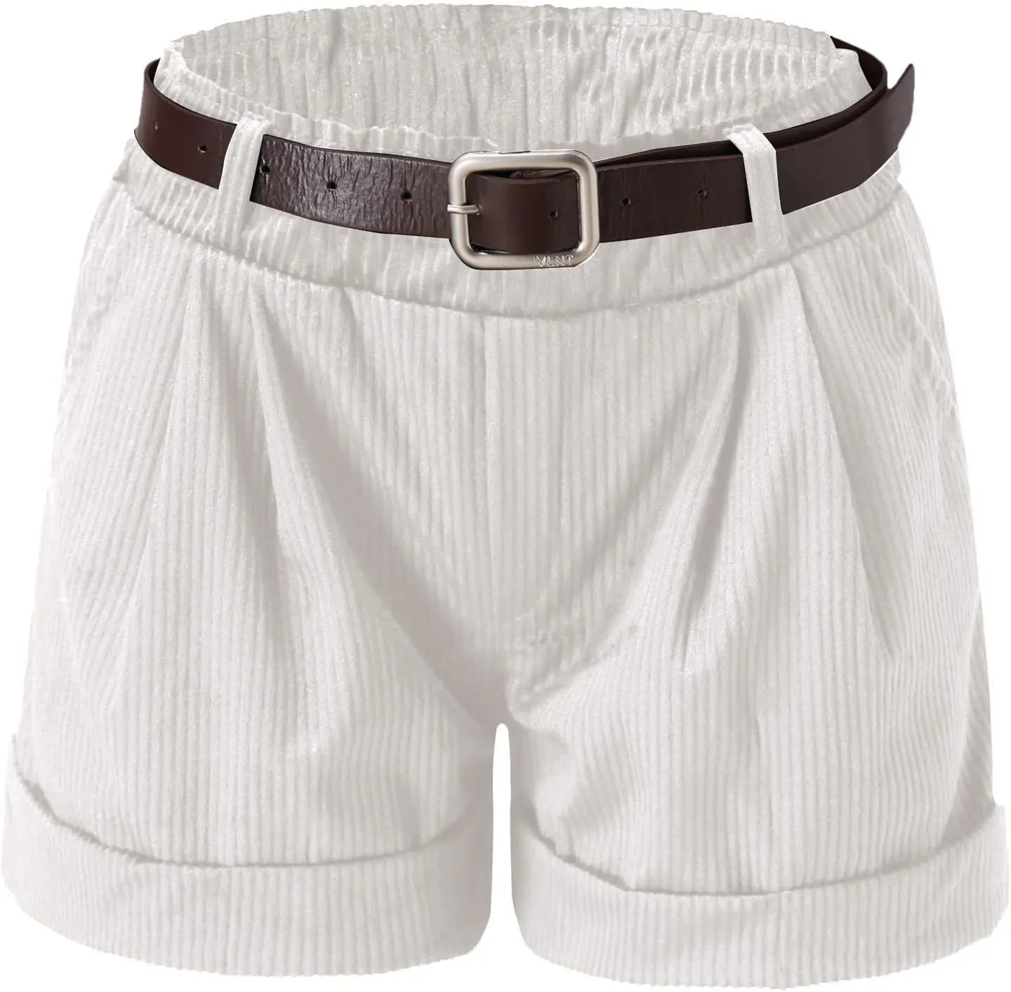 Women's Corduroy Shorts Summer High Waist Pleated Loose Casual Super Soft Pocket Corduroy Wide Leg Shorts
