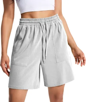 Womens Cotton Sweat Shorts Casual Summer Short Loose Drawstring Lounge Running Athletic Shorts with Pockets