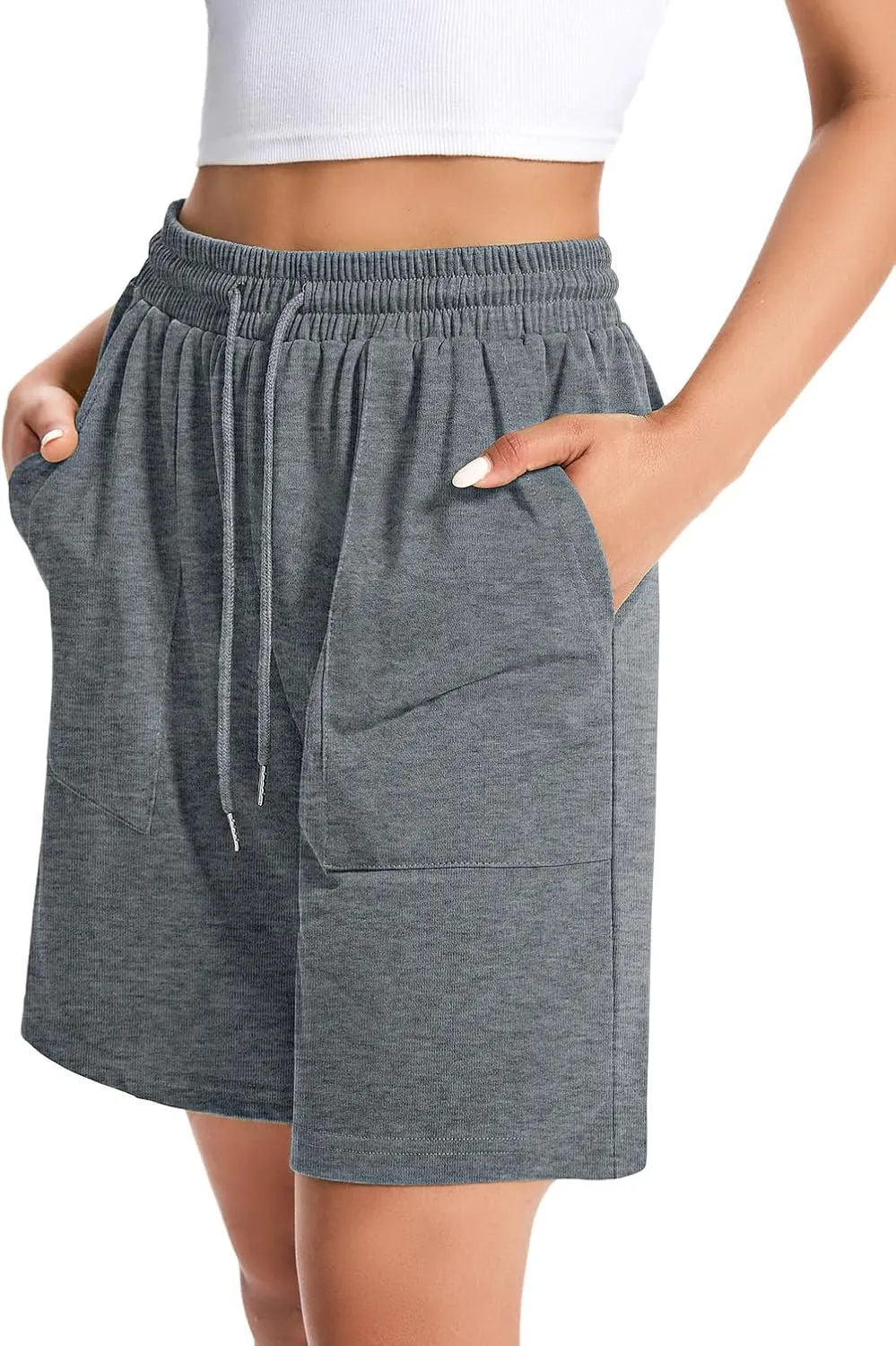 Womens Cotton Sweat Shorts Casual Summer Short Loose Drawstring Lounge Running Athletic Shorts with Pockets
