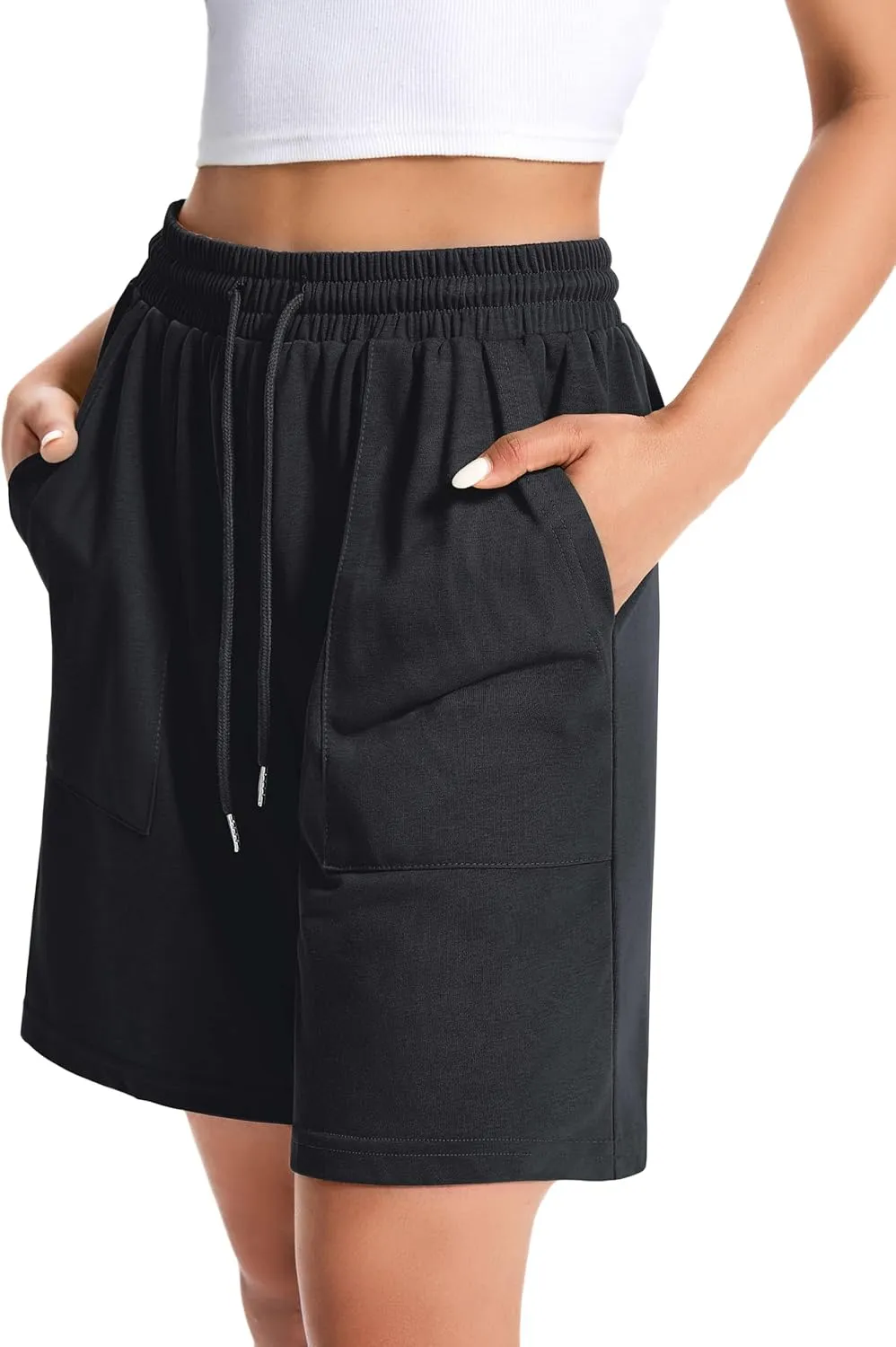 Womens Cotton Sweat Shorts Casual Summer Short Loose Drawstring Lounge Running Athletic Shorts with Pockets