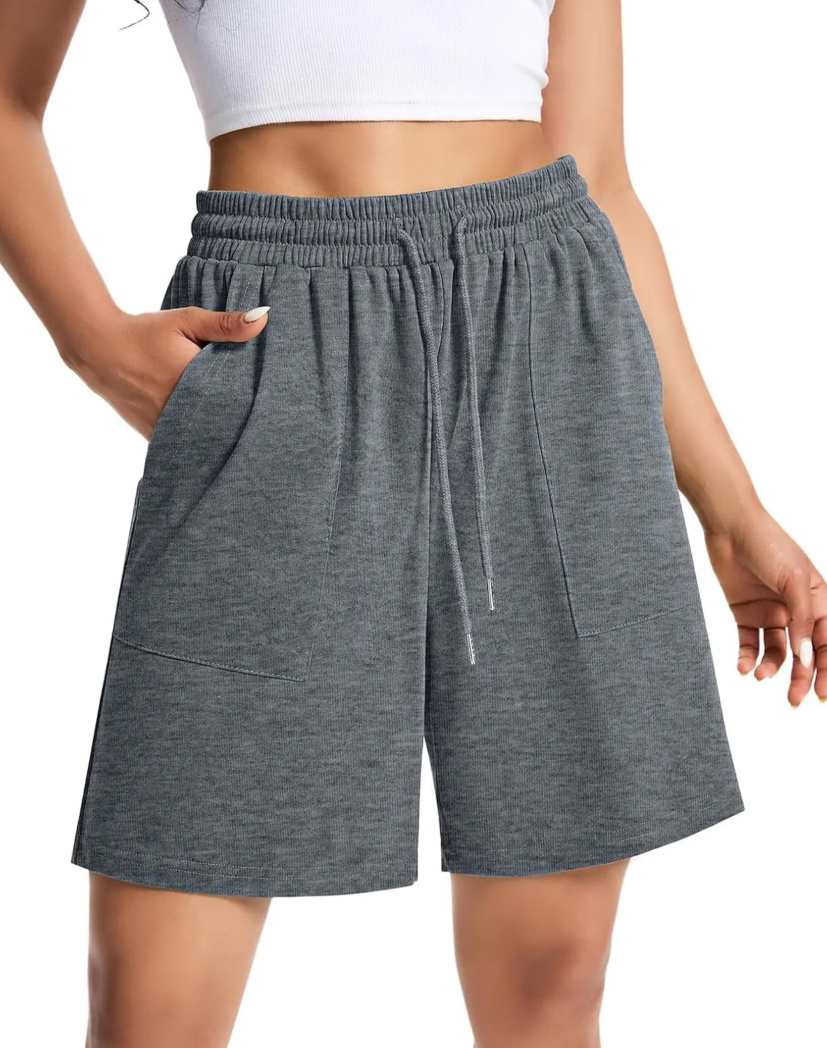Womens Cotton Sweat Shorts Casual Summer Short Loose Drawstring Lounge Running Athletic Shorts with Pockets