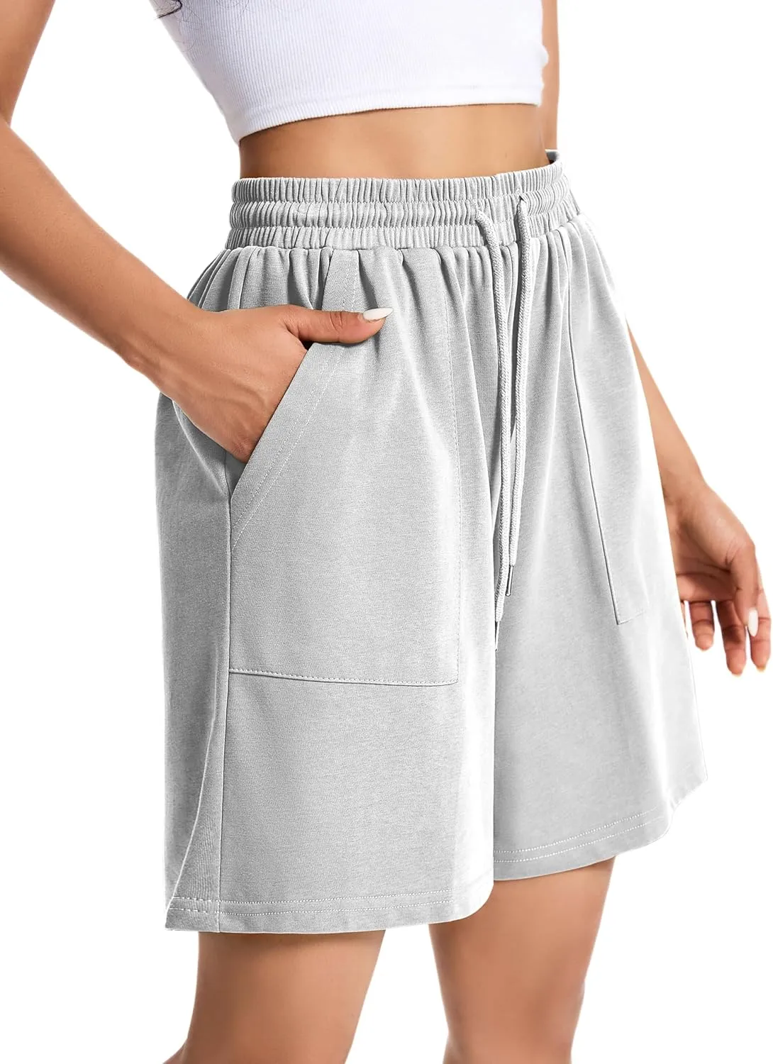 Womens Cotton Sweat Shorts Casual Summer Short Loose Drawstring Lounge Running Athletic Shorts with Pockets