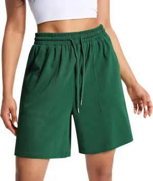 Womens Cotton Sweat Shorts Casual Summer Short Loose Drawstring Lounge Running Athletic Shorts with Pockets