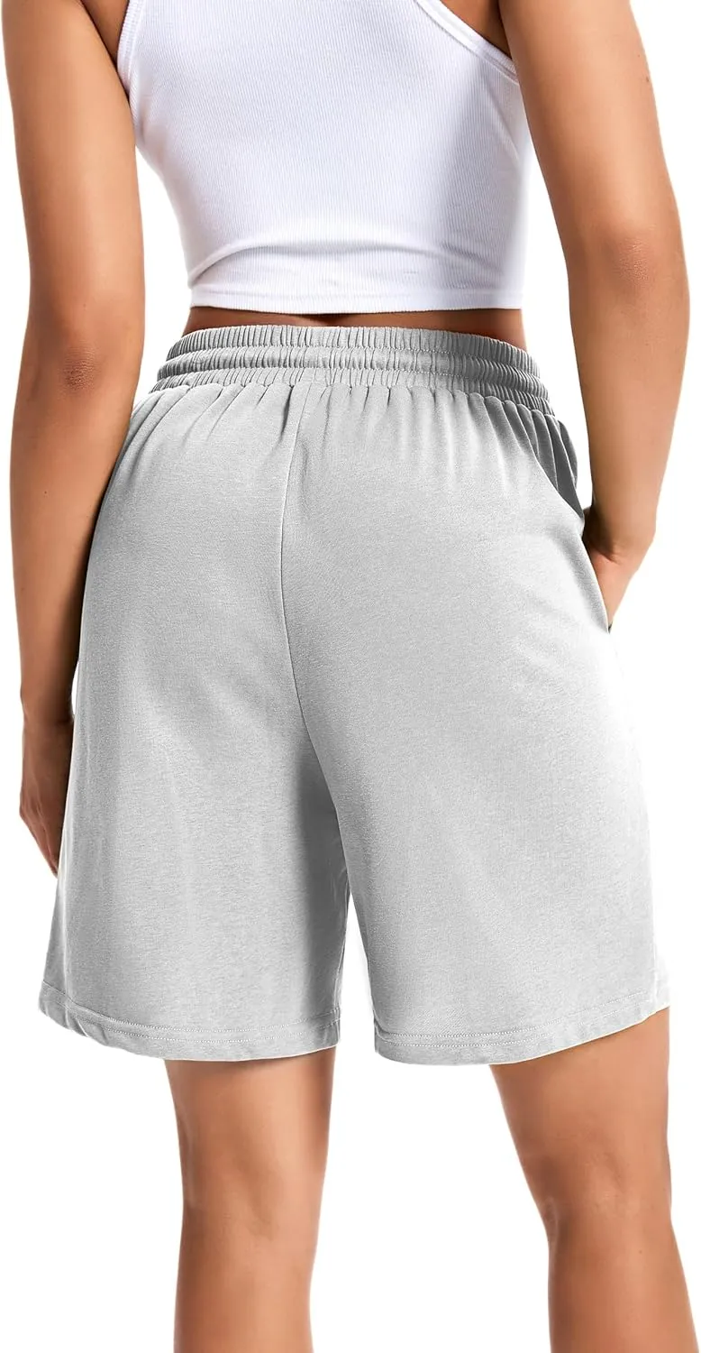 Womens Cotton Sweat Shorts Casual Summer Short Loose Drawstring Lounge Running Athletic Shorts with Pockets