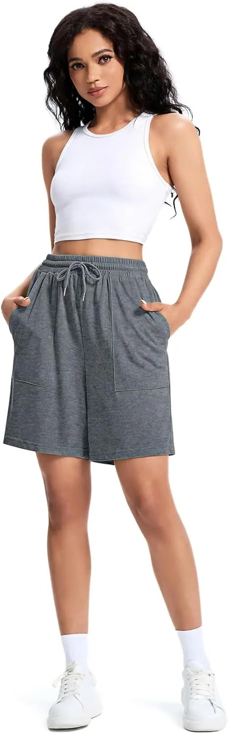Womens Cotton Sweat Shorts Casual Summer Short Loose Drawstring Lounge Running Athletic Shorts with Pockets