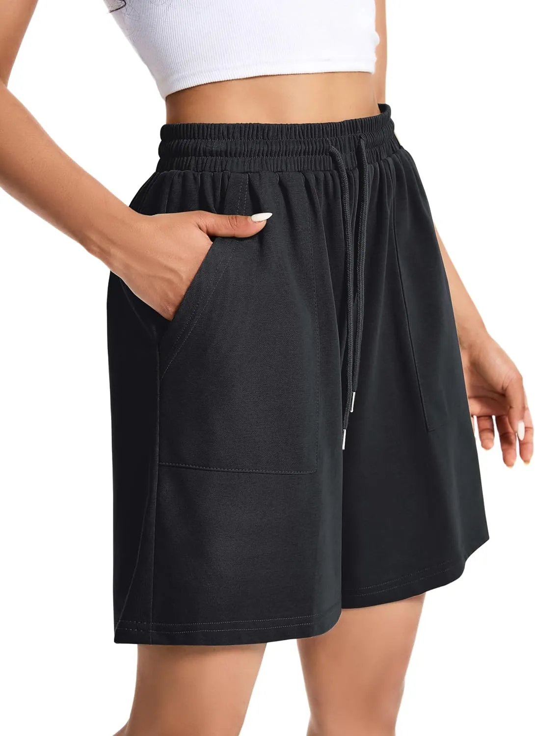 Womens Cotton Sweat Shorts Casual Summer Short Loose Drawstring Lounge Running Athletic Shorts with Pockets
