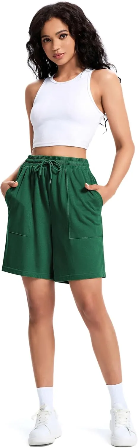 Womens Cotton Sweat Shorts Casual Summer Short Loose Drawstring Lounge Running Athletic Shorts with Pockets