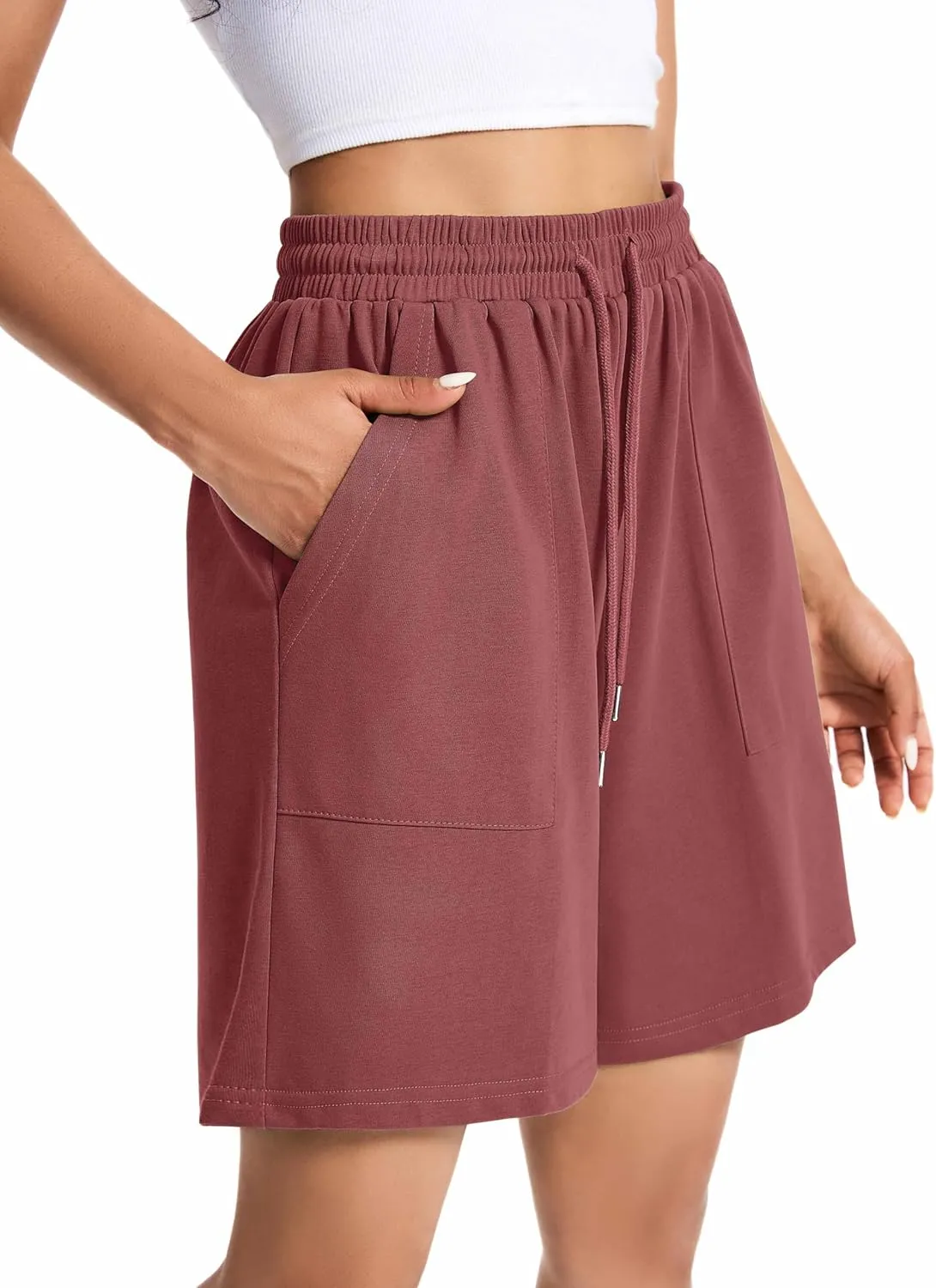 Womens Cotton Sweat Shorts Casual Summer Short Loose Drawstring Lounge Running Athletic Shorts with Pockets
