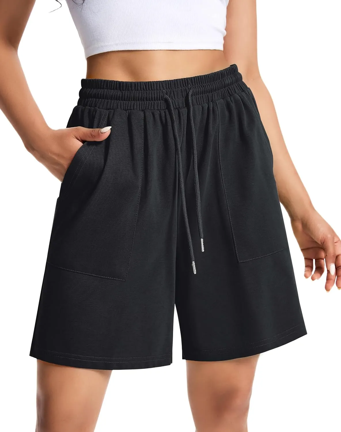 Womens Cotton Sweat Shorts Casual Summer Short Loose Drawstring Lounge Running Athletic Shorts with Pockets