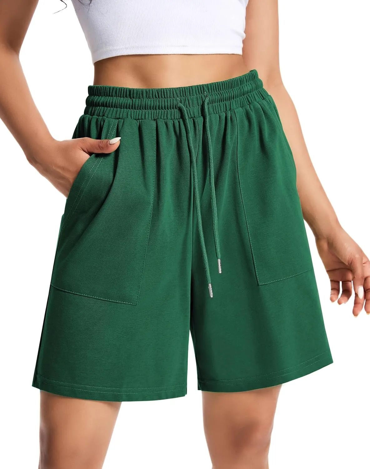 Womens Cotton Sweat Shorts Casual Summer Short Loose Drawstring Lounge Running Athletic Shorts with Pockets