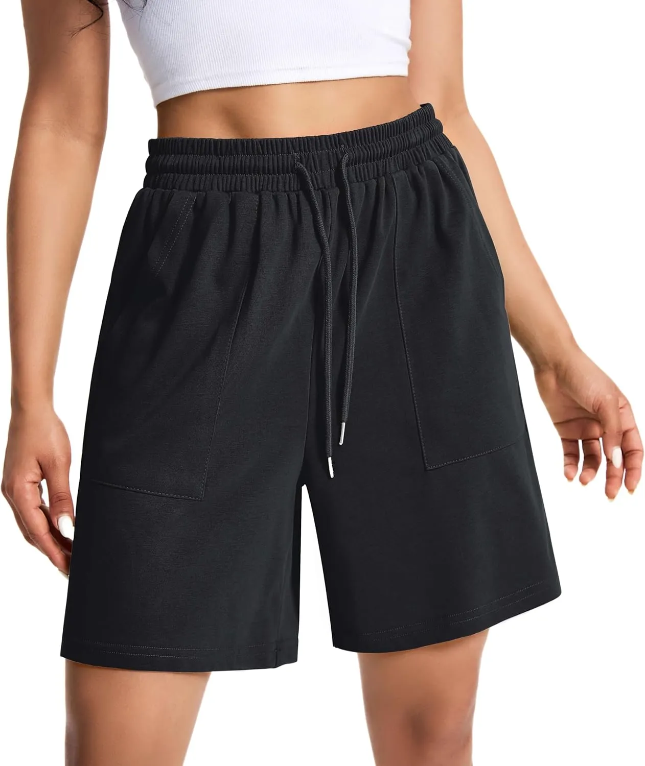 Womens Cotton Sweat Shorts Casual Summer Short Loose Drawstring Lounge Running Athletic Shorts with Pockets