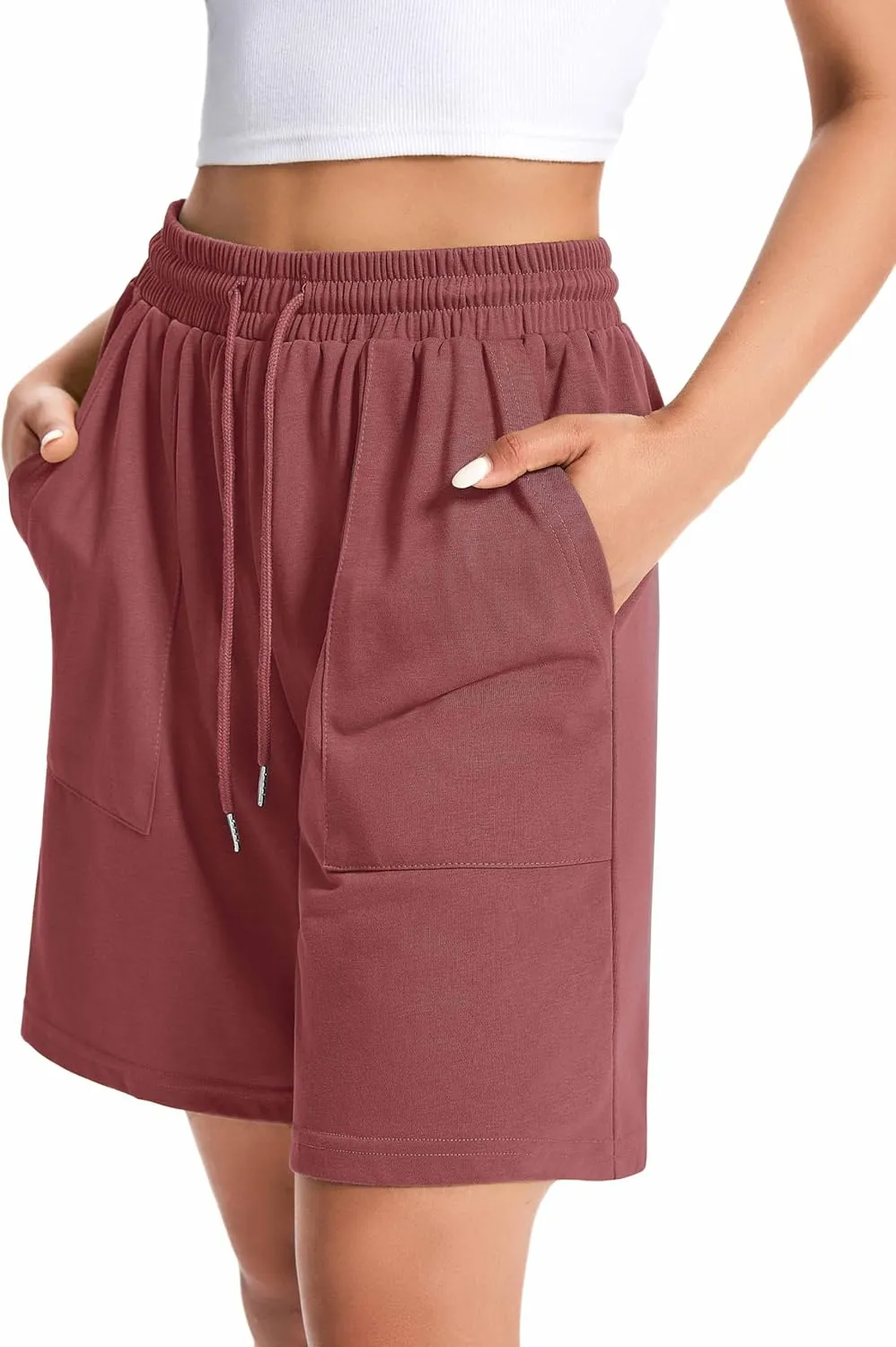 Womens Cotton Sweat Shorts Casual Summer Short Loose Drawstring Lounge Running Athletic Shorts with Pockets