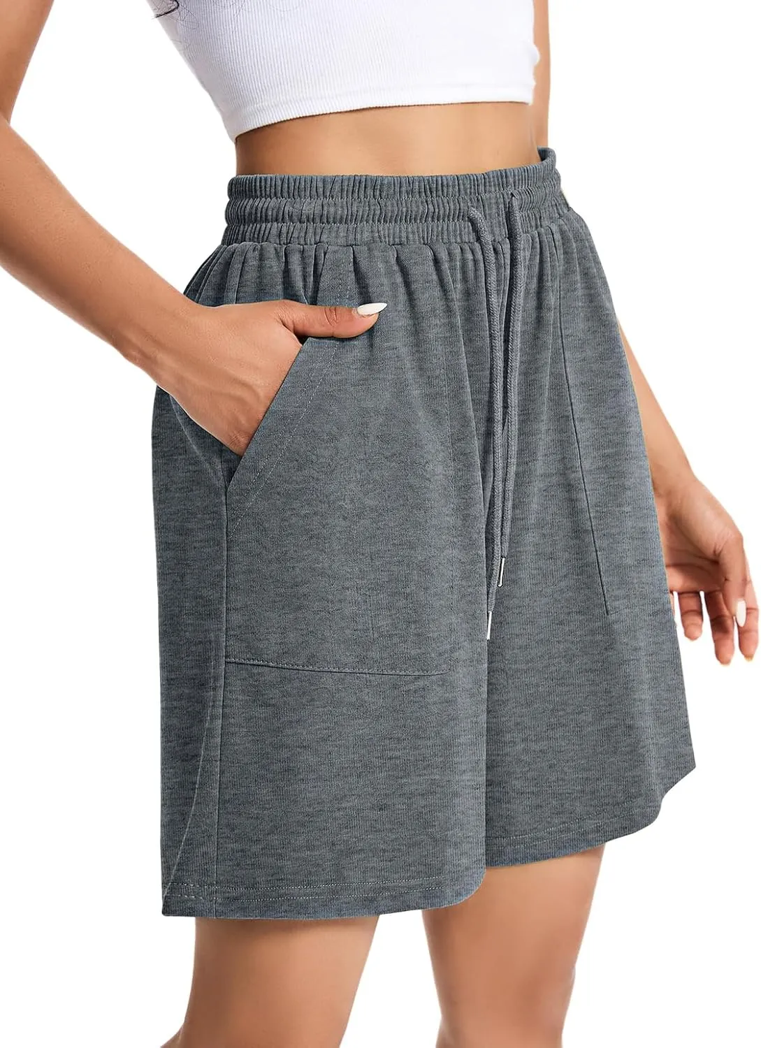 Womens Cotton Sweat Shorts Casual Summer Short Loose Drawstring Lounge Running Athletic Shorts with Pockets