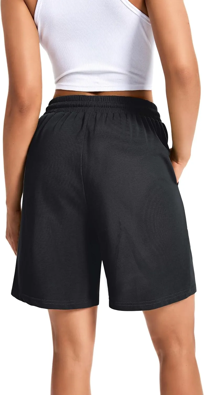 Womens Cotton Sweat Shorts Casual Summer Short Loose Drawstring Lounge Running Athletic Shorts with Pockets