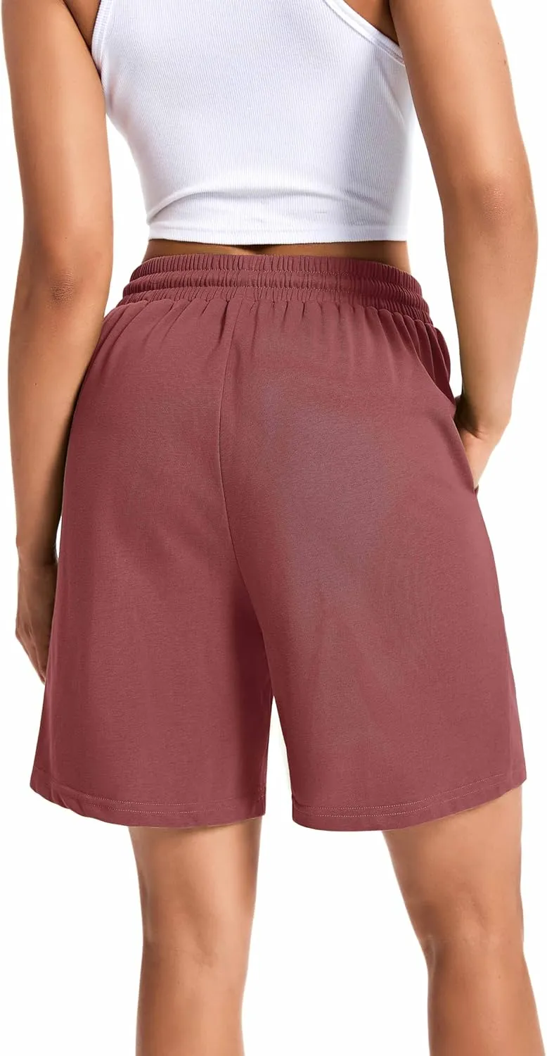 Womens Cotton Sweat Shorts Casual Summer Short Loose Drawstring Lounge Running Athletic Shorts with Pockets