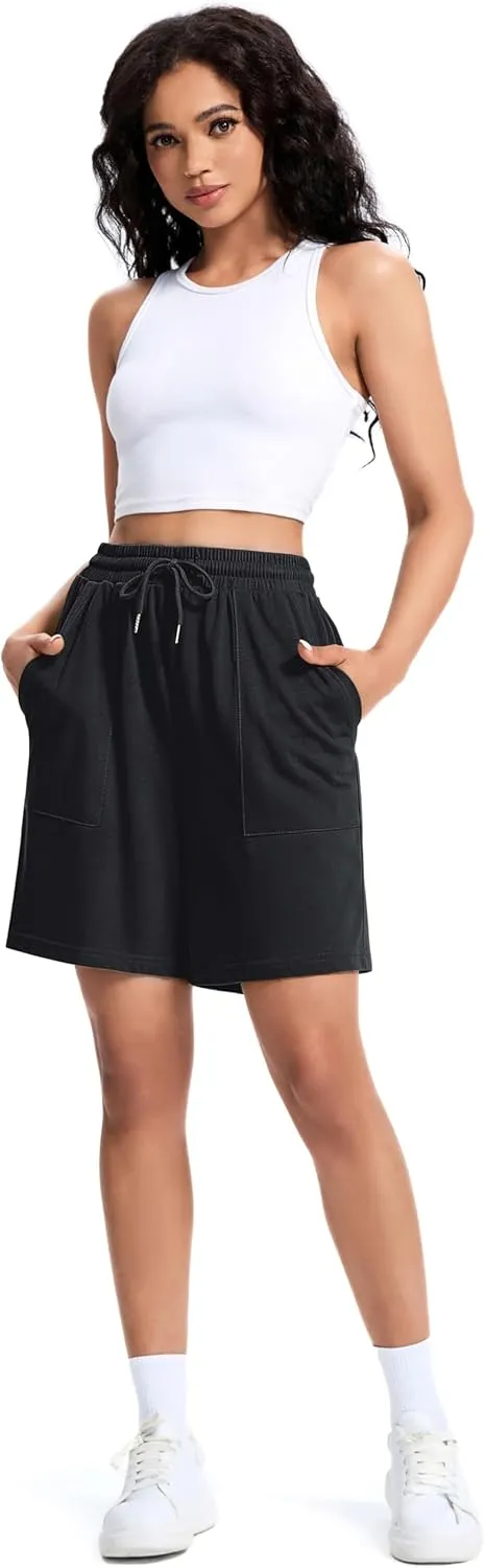 Womens Cotton Sweat Shorts Casual Summer Short Loose Drawstring Lounge Running Athletic Shorts with Pockets