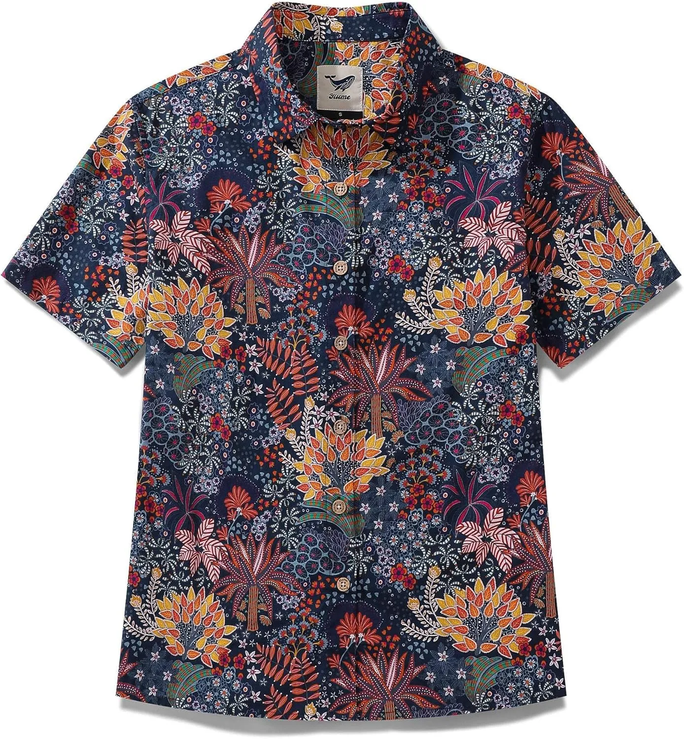 Womens Hawaiian Shirts Tropical Print Short Sleeve Button Down Shirt Casual Hawaii Beach Top Blouse