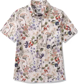 Womens Hawaiian Shirts Tropical Print Short Sleeve Button Down Shirt Casual Hawaii Beach Top Blouse