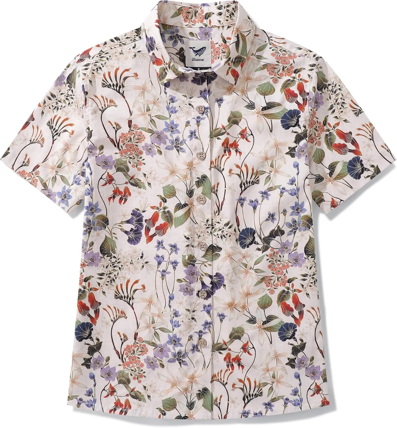 Womens Hawaiian Shirts Tropical Print Short Sleeve Button Down Shirt Casual Hawaii Beach Top Blouse