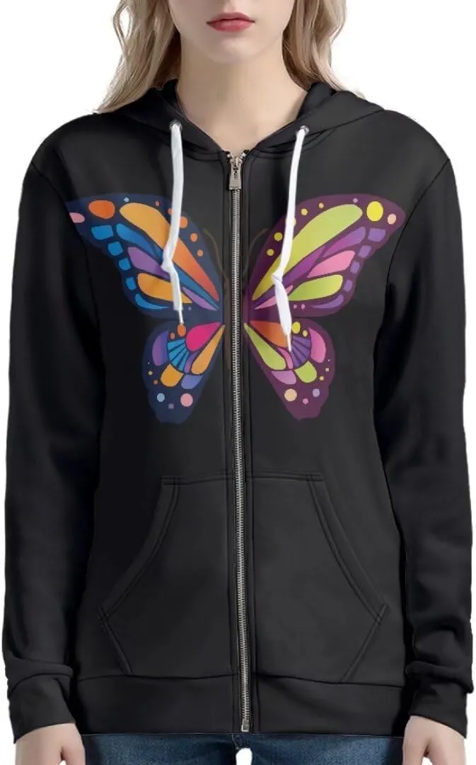 Womens Hooded Sweatshirts Full Zip Up Hoodies Spring Fall Cute Hoodie Outwear With Pockets