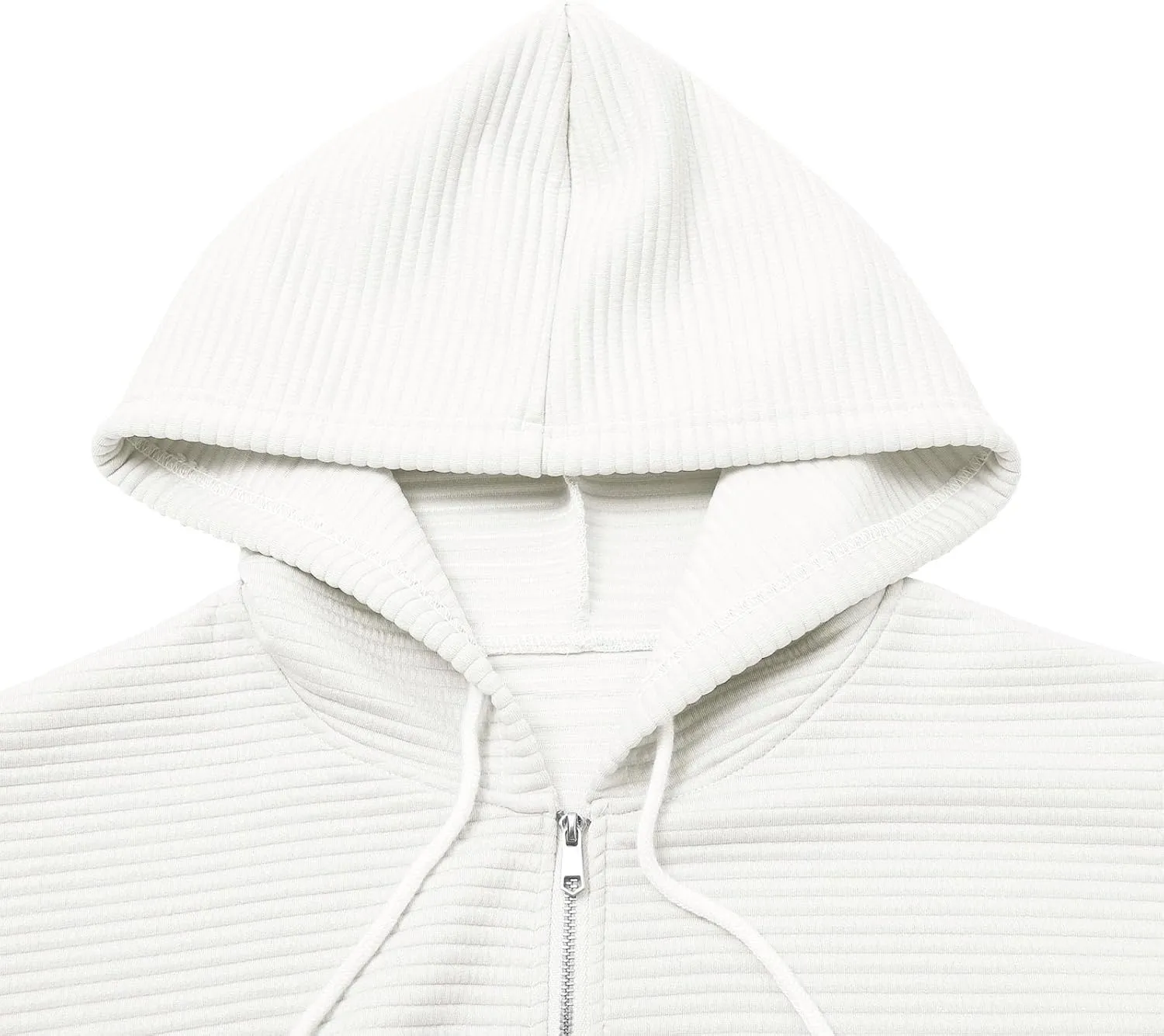 Womens Hoodies Zip Up Ribbed Knitted Fleece Sweatshirt Long Sleeve Oversized Sweaters with Pockets Fall Outfits 2024