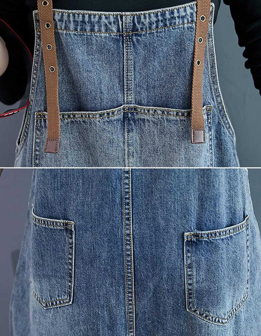 Women's Loose Baggy Denim Overalls Casual Vintage Adjustable Straps Stretch Bib Jumpsuit Rompers Harem Pants
