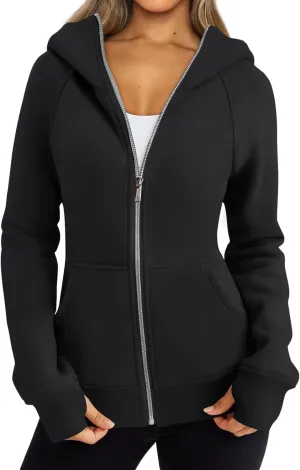 Women's Oversized Sweatshirts Fall Sweaters Zip Up Hoodies Fashion Outfits Fleece Jackets Winter Clothes