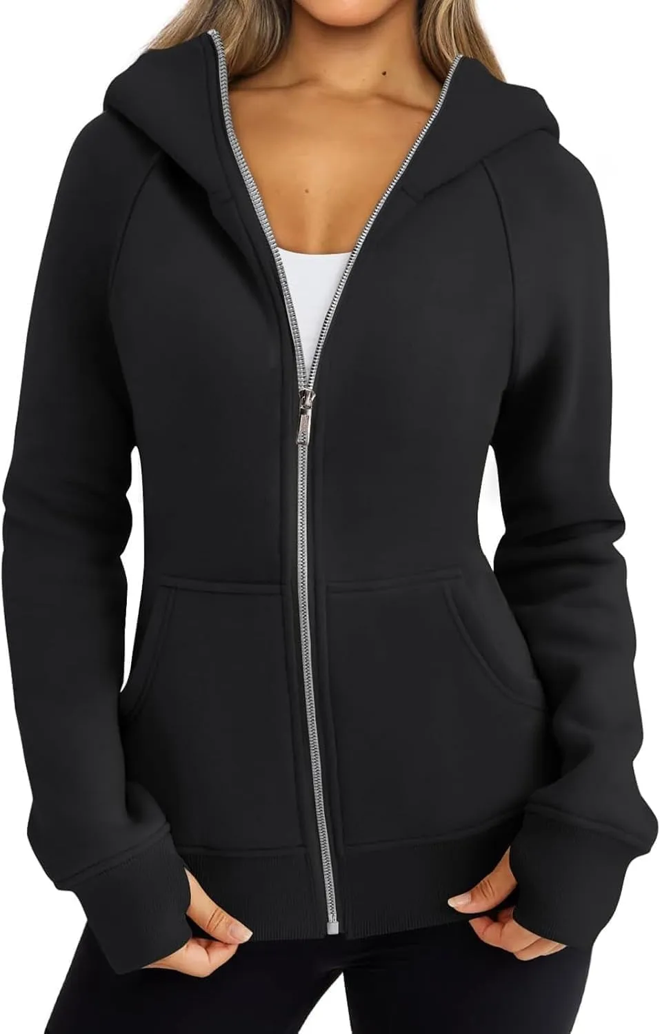 Women's Oversized Sweatshirts Fall Sweaters Zip Up Hoodies Fashion Outfits Fleece Jackets Winter Clothes