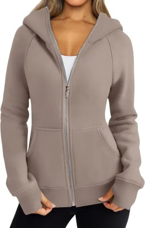 Women's Oversized Sweatshirts Fall Sweaters Zip Up Hoodies Fashion Outfits Fleece Jackets Winter Clothes