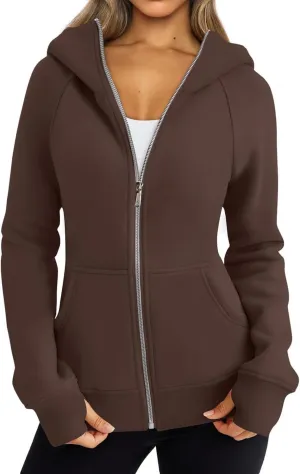 Women's Oversized Sweatshirts Fall Sweaters Zip Up Hoodies Fashion Outfits Fleece Jackets Winter Clothes