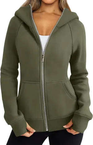 Women's Oversized Sweatshirts Fall Sweaters Zip Up Hoodies Fashion Outfits Fleece Jackets Winter Clothes
