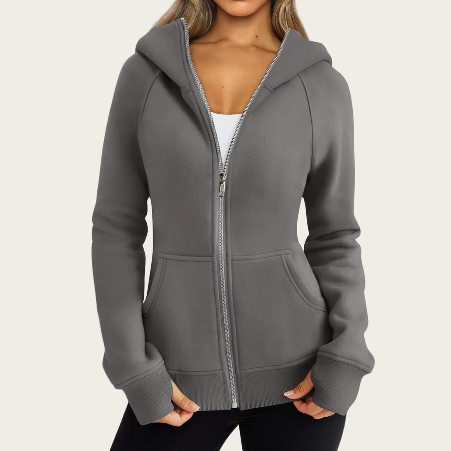 Women's Oversized Sweatshirts Fall Sweaters Zip Up Hoodies Fashion Outfits Fleece Jackets Winter Clothes