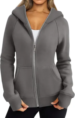 Women's Oversized Sweatshirts Fall Sweaters Zip Up Hoodies Fashion Outfits Fleece Jackets Winter Clothes