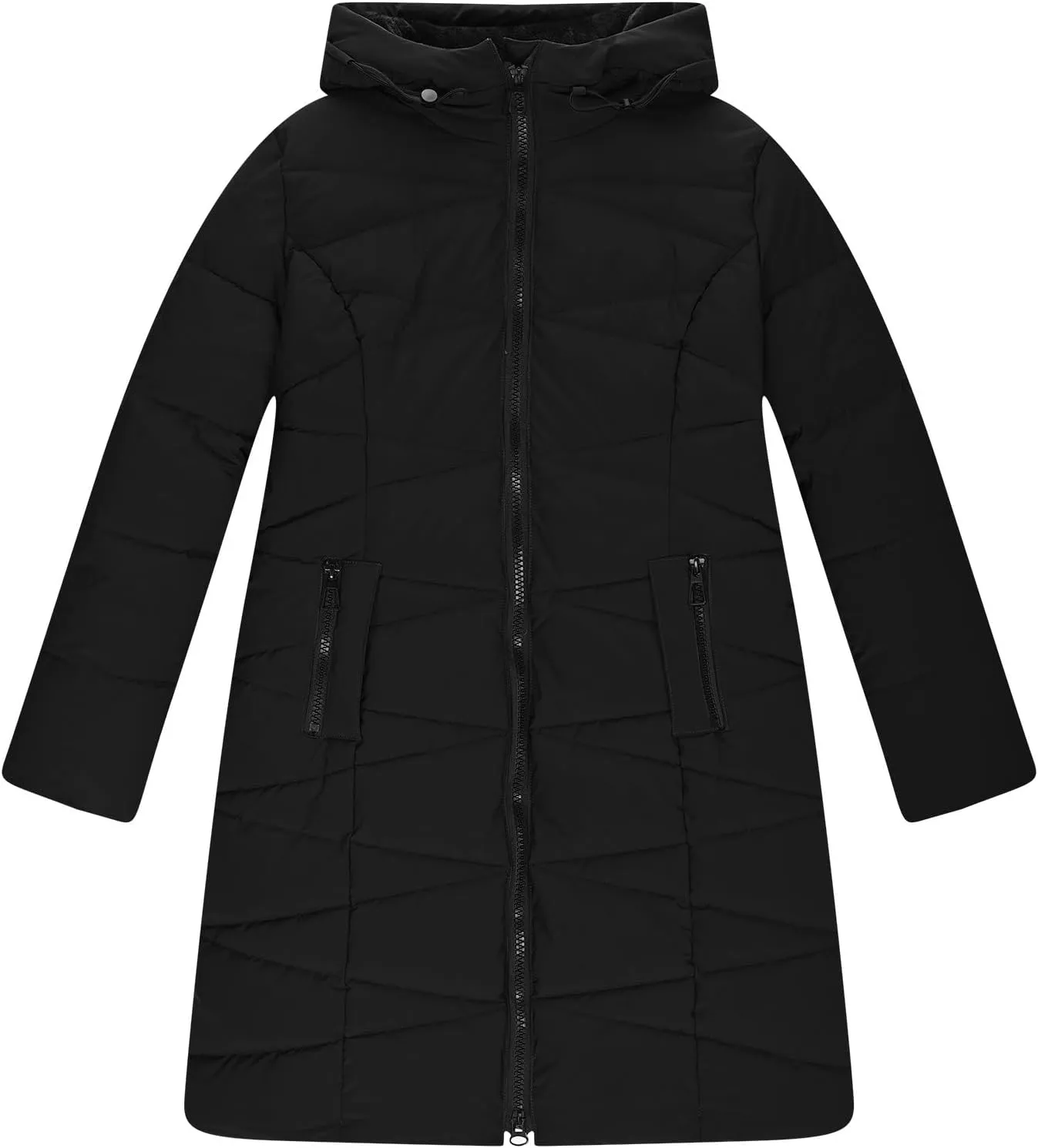 Womens Winter Long Coats Trendy Warm Puffer Jacket Sherpa Fleece Lined Down Coat Thicken Hooded Parka Padded Coats