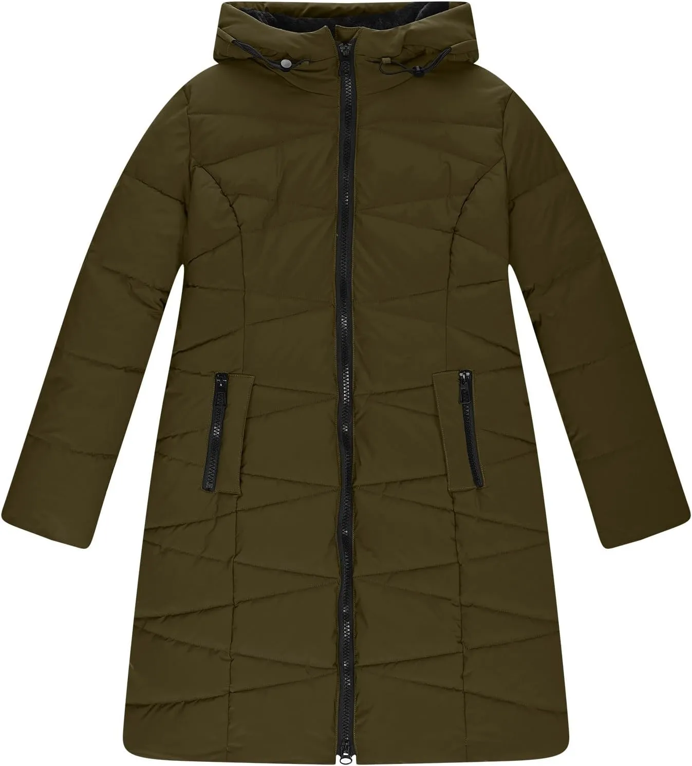 Womens Winter Long Coats Trendy Warm Puffer Jacket Sherpa Fleece Lined Down Coat Thicken Hooded Parka Padded Coats