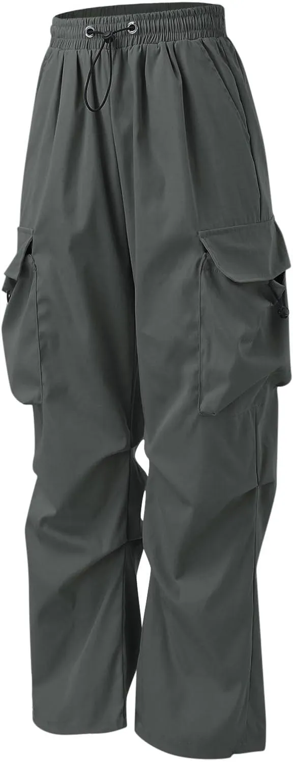 Women's Y2k Trousers Casual Loose Outdoor Cargo Pants Straight Leg Overalls Elastic High Waisted Baggy Jogger Workout Pants