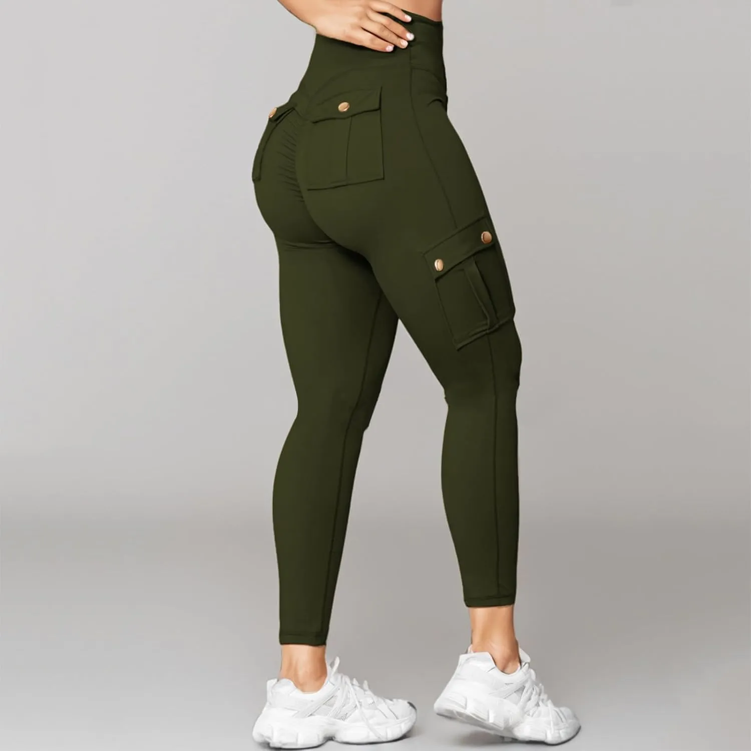 Womens Yoga Pants with Pockets High Waist Long Flare Leggings Classic Fit Jeans Multi Pockets Cargo Pants
