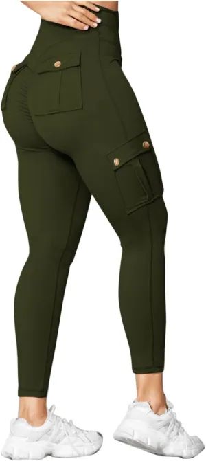 Womens Yoga Pants with Pockets High Waist Long Flare Leggings Classic Fit Jeans Multi Pockets Cargo Pants