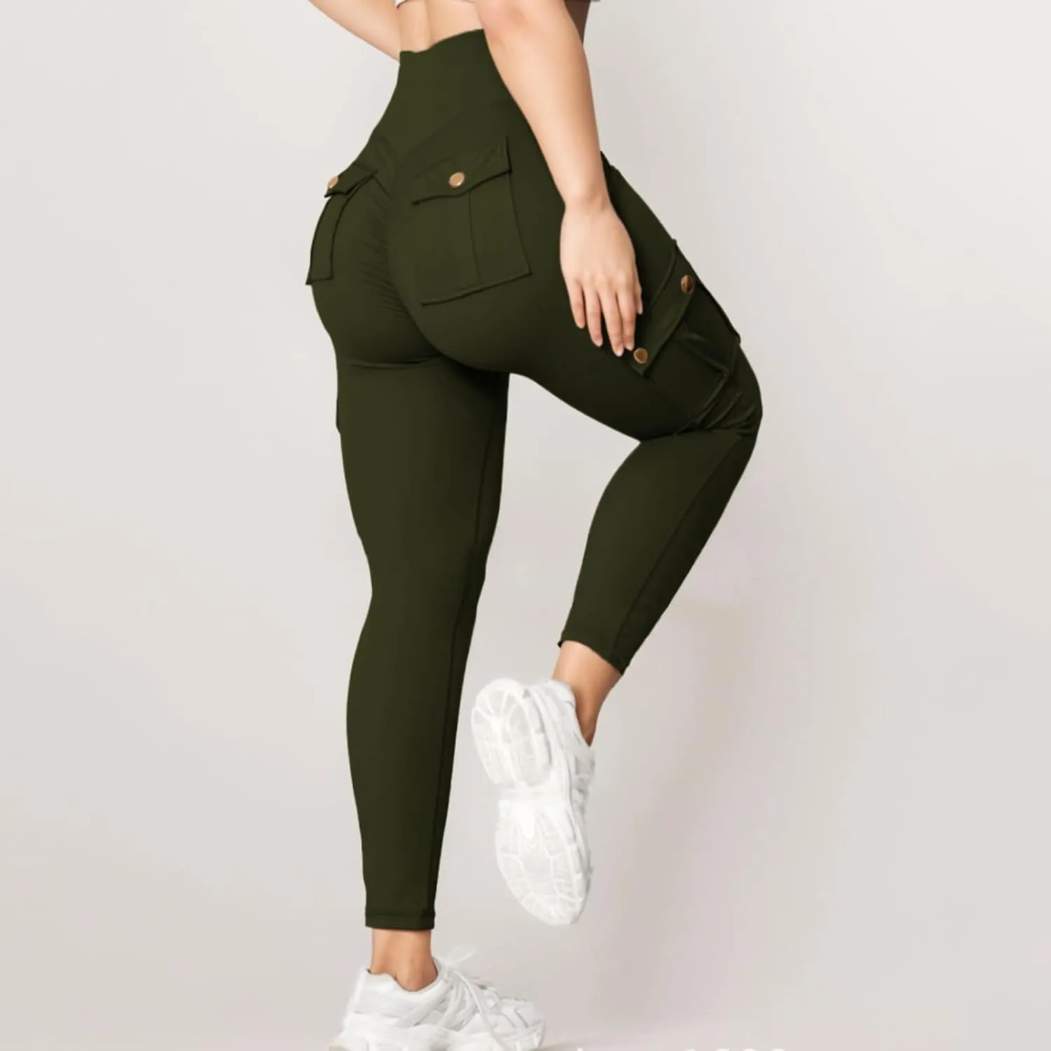 Womens Yoga Pants with Pockets High Waist Long Flare Leggings Classic Fit Jeans Multi Pockets Cargo Pants