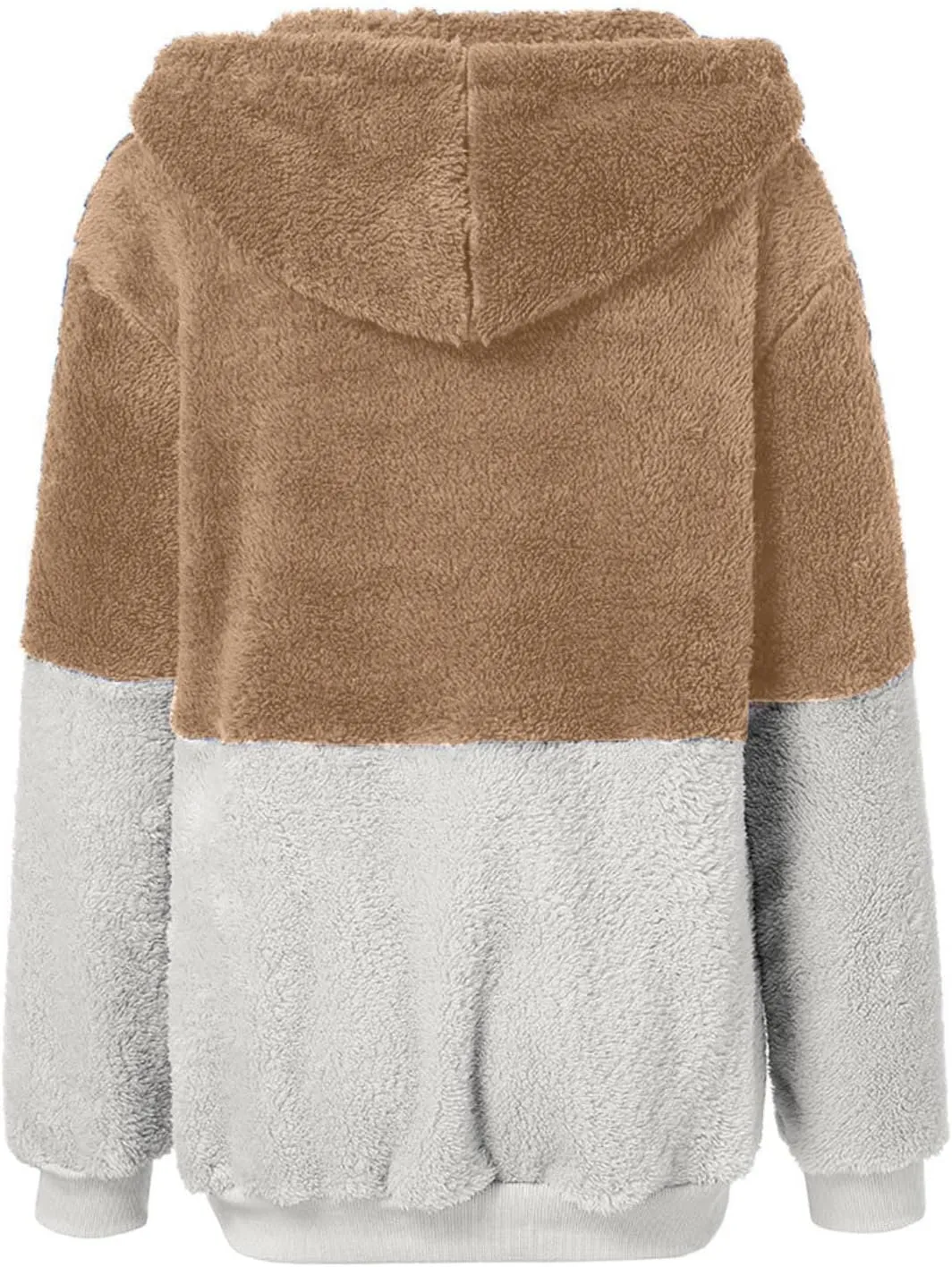 Womens Zip Up Hoodie Trendy Oversized Sweatshirt Casual Long Sleeve Fleece Jacket Color Block Hooded Fall Winter Coat