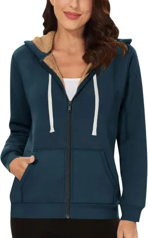 Womens Zip Up Hoodies Fleece Jackets Oversized Sweatshirts Fall Fashion Outfits Sweaters Winter Clothes