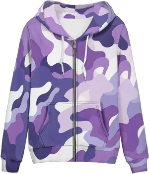 Womens Zip Up Hoodies Long Sleeve Hooded Sweatshirts Oversized Drawstring Hooded Jacket with Pockets