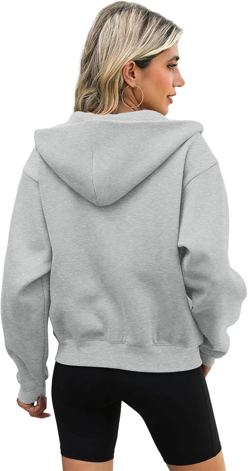 Womens Zip Up Hoodies Long Sleeve Sweatshirts Fleece Hooded Jacket Fall Outfits Clothes 2024