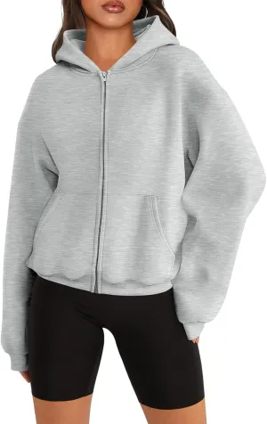 Womens Zip Up Hoodies Long Sleeve Sweatshirts Fleece Hooded Jacket Fall Outfits Clothes 2024