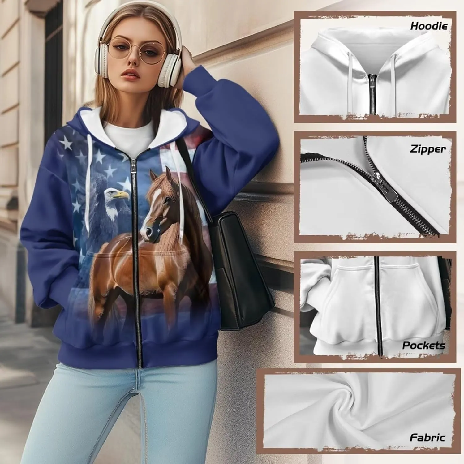 Womens Zip Up Hoodies Oversized Sweatshirt y2k Vintage Jacket Graphic Fall Outfits XS-4XL