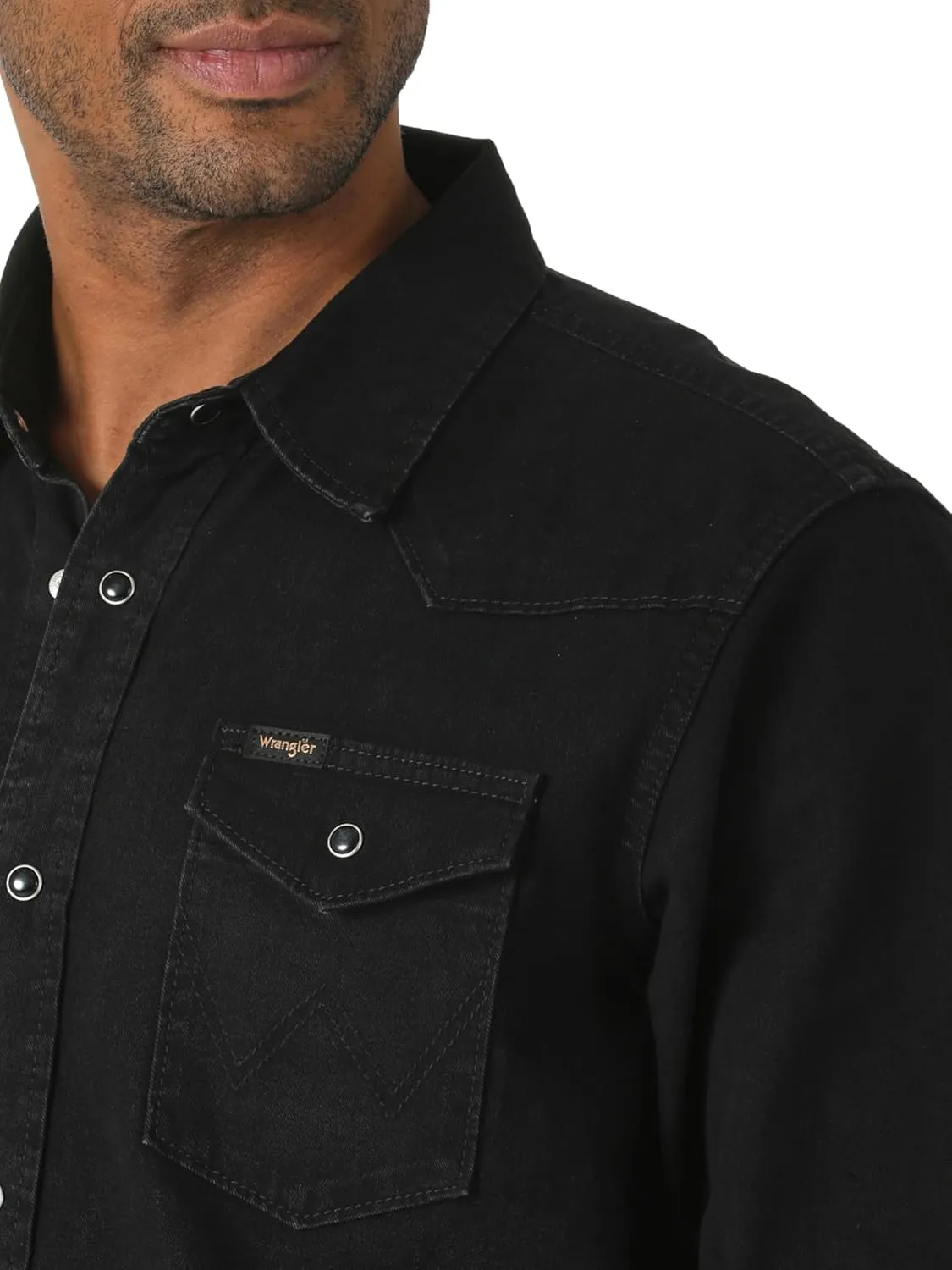 Wrangler Men's Iconic Denim Regular Fit Snap Shirt