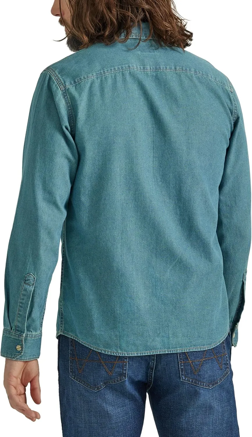 Wrangler Men's Iconic Denim Regular Fit Snap Shirt